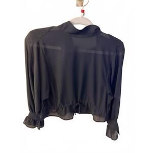 NEW INSIGHT women's drawstring waist blouse in black